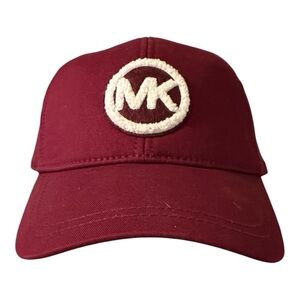 Michael Kors Women’s Baseball Cap, white logo, dark ruby color, NWT